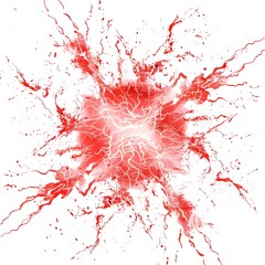 Electric red energy burst isolated on white background, showcasing the power of electricity.