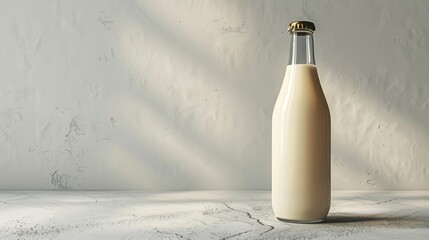 Fresh Milk Bottle on White Background Generative AI
