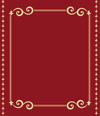 Decorative frame Elegant vector element for design in Eastern style, place for text. Floral red and golden border. Lace illustration for invitations and greeting cards