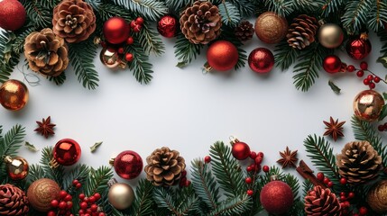 Festive Christmas Border with Lush Fir Branches Generative AI