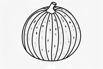 Simple watermelon coloring page in black and white