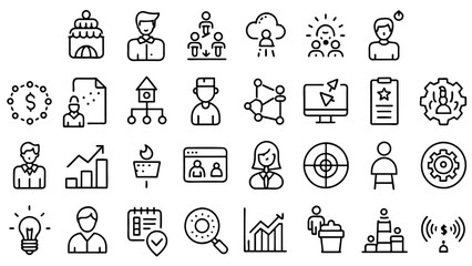 Business related line art icon set complete editable colors