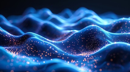 Elegant Wavy Background with Glowing Wave Lines Generative AI