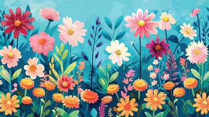 Beautiful blooming flowers on color background Vector