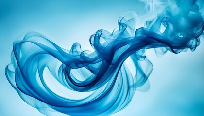 Blue, creative abstract vitality impact smoke photo forming a gentle curved movement with soft color gradations