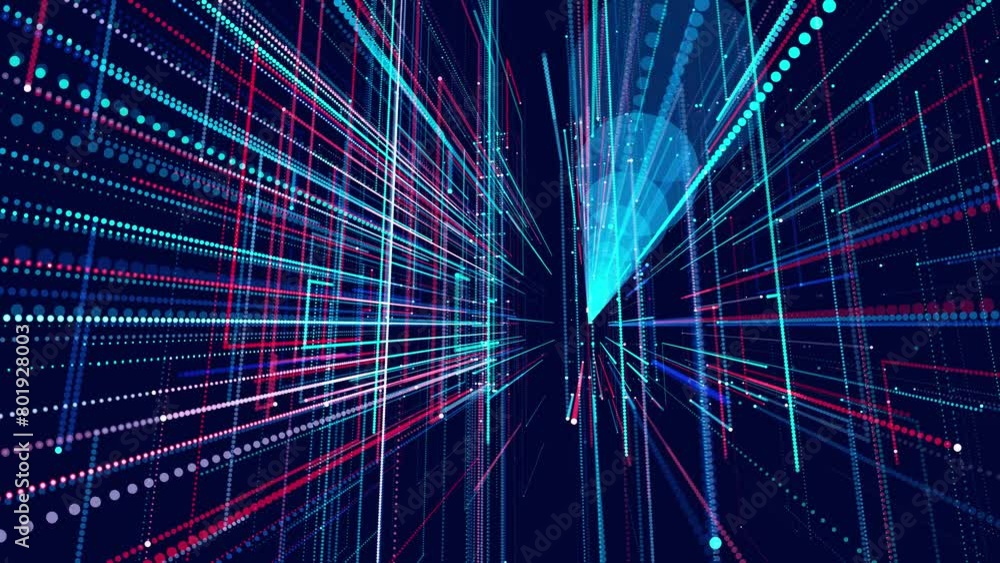 Poster holographic constructions, 3d structures of luminous lines. abstract 3d grids as a high-tech informa