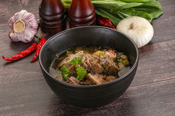 Steamed lamb meat with vegetables