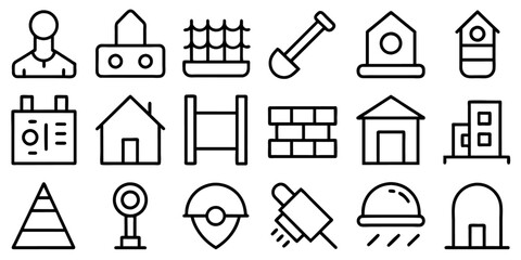 Collection of construction line icons