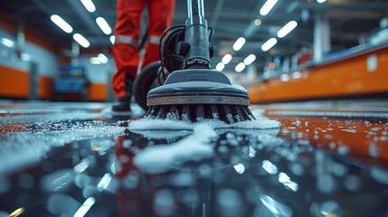 Cleaning Machine in Modern Office Setting Generative AI