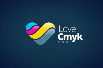 Logo Heart Love CMYK. Print theme. Template design vector. White background