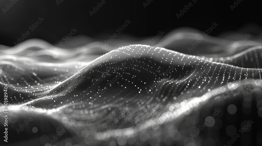 Poster wavy patterns on black background generative ai
