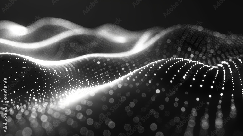 Poster wavy patterns on black background generative ai