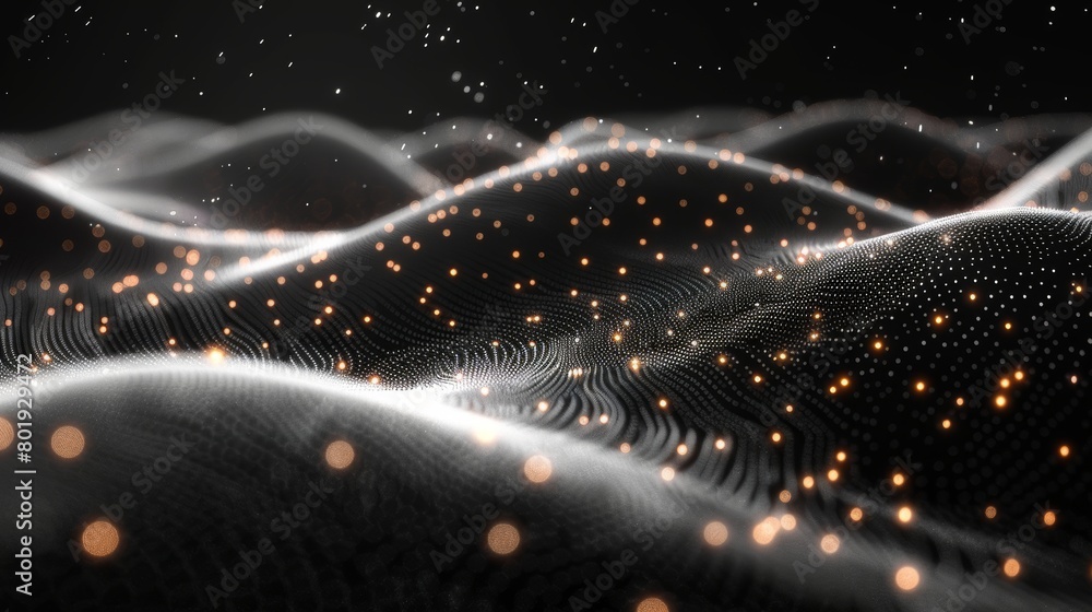 Poster wavy patterns on black background generative ai