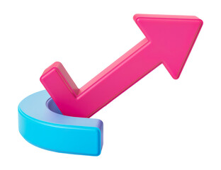 Pink and blue gradient arrow, cut out - stock png.