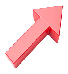Glossy red arrow with 3d effect, cut out - stock png.