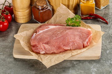 Raw pork schnitzel for cooking