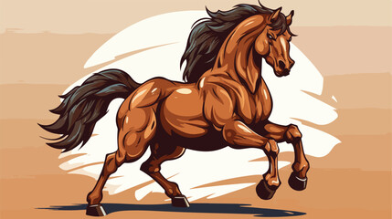 Strong horse animal showing his muscles mascot logo 