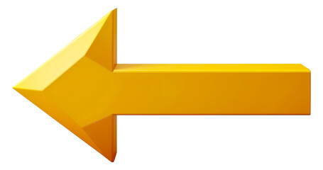 Bold yellow arrow with directional shape, cut out - stock png.