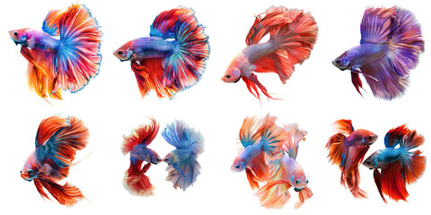 Fighting fish betta transparent collection in 3d using for presentation.