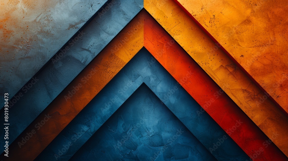 Poster vibrant geometric background with layered arrows generative ai