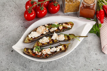 Grilled eggplant with feta cheese