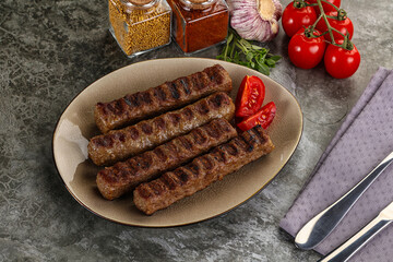 Grilled beef kebab minced meat