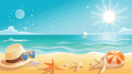 Fototapeta na wymiar Summer design over blue background vector illustration