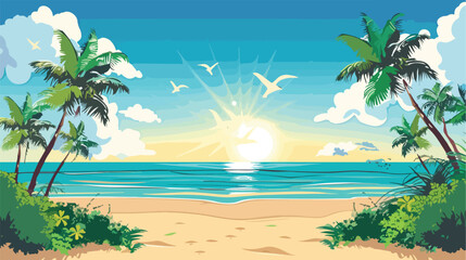 Summer design over landscape background vector illustration