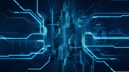hi-tech digital background in blue color. futuristic digital electric tech circuit board. Background