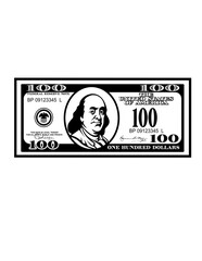 100 US Dollar Bill | Dollar Bill | Money | USD | Bank Note | Currency | Paper Money | Original Illustration | Vector and Clipart | Cutfifle and Stencil