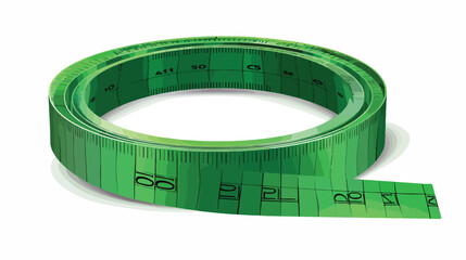 Green tape measure on white background Vector illustration