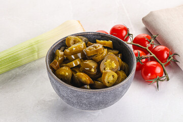 Sliced canned jalapeno pepper