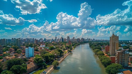 AsunciÃ³n skyline, Paraguay, historic capital with riverfront charm, --ar 16:9 --stylize 250 Job...