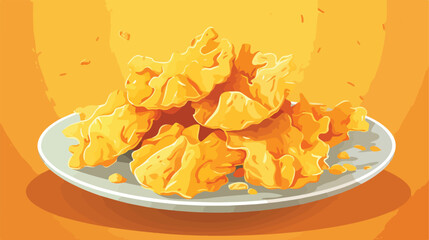 Tasty cornflakes on color background closeup Vector illustration