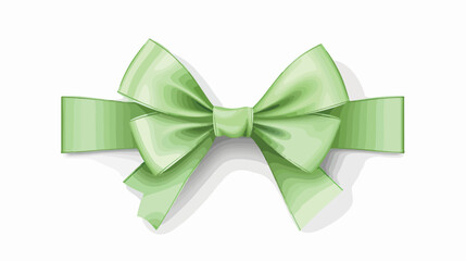 Beautiful green ribbons with bow on white background