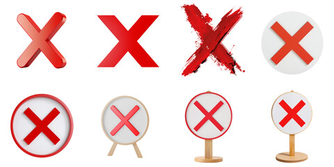 Fototapeta premium Cross mark transparent collection in 3d using for presentation.