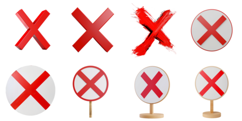 X Cross png collection set no background for sample decoration.