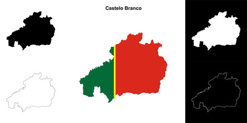 Castelo Branco district outline map set