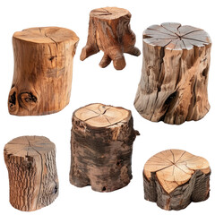 Abstract Tree Stumps: Different tree stump profiles, each showcasing unique shapes and patterns...