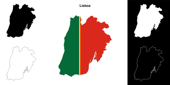 Lisboa district outline map set