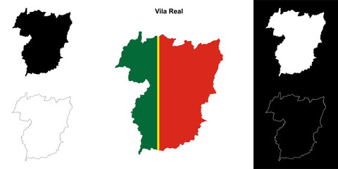 Vila Real district outline map set