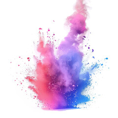 cute burst of colored powder exploding on a clean white backdrop.