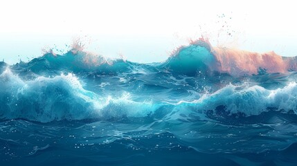 Happy Cartoon Wave for Pool Party or Ocean Beach Travel Generative AI