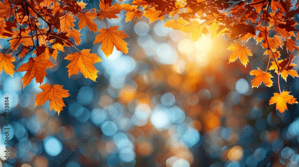 Poster autumn nature frame with blurred background generative ai