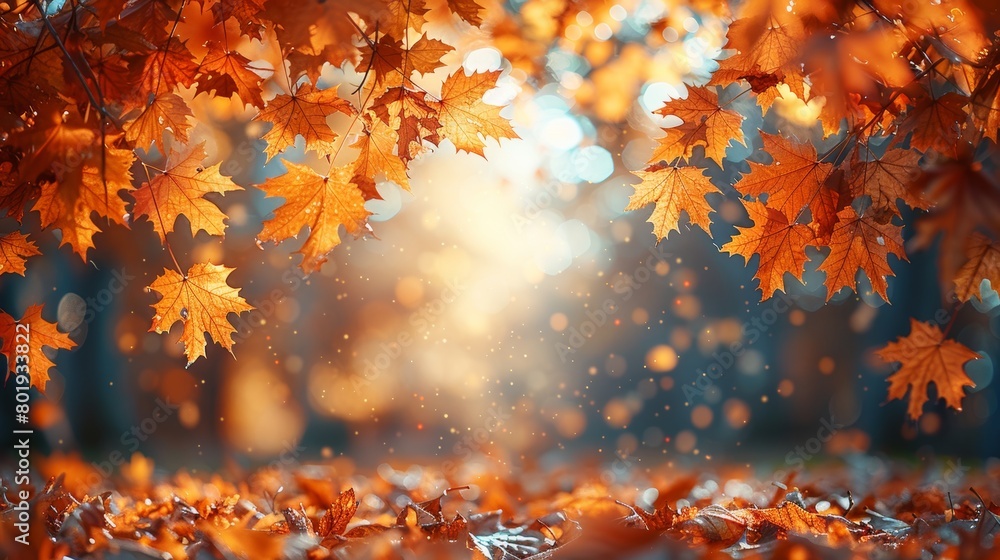 Poster autumn nature frame with blurred background generative ai