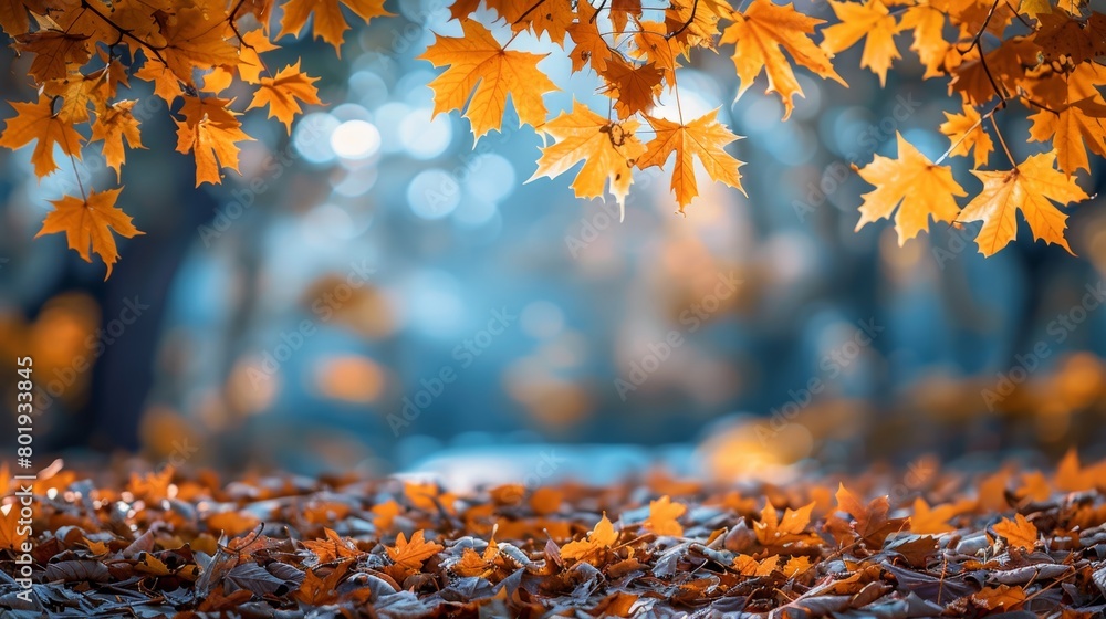 Poster autumn nature frame with blurred background generative ai