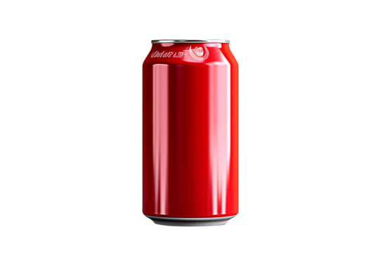 Red aluminum can with drink isolated on white on generative AI 