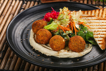 Israeli Falafel with hummus with bread