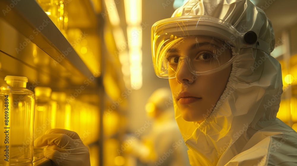 Poster scientist at work in a clean room generative ai