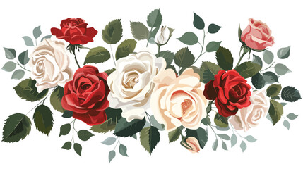 Beautiful rose flowers on white background Vector illustration